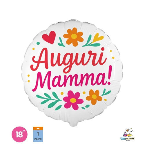 Mylar auguri mamma floreale tondo 18" 1pz