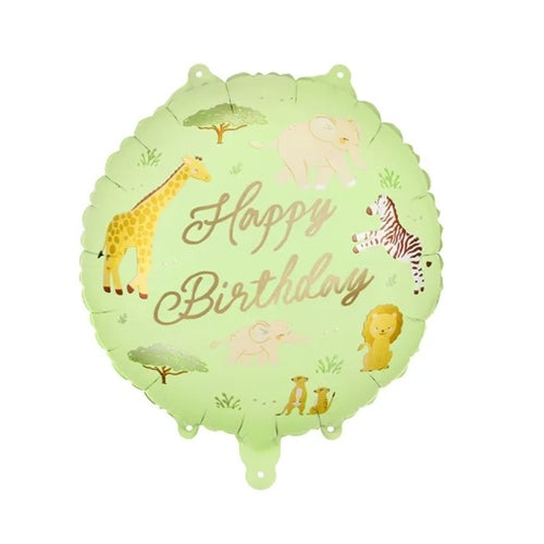 Palloncino in lamina a forma di tavoletta "buon compleanno" safari, 35x35 cm, misto