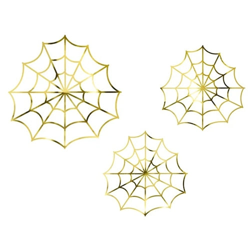 Decorazioni di carta - ragnatele, oro (1 confezione / 3 pezzi)