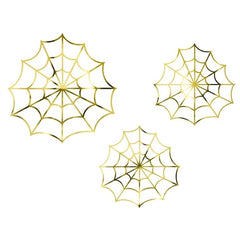 Decorazioni di carta - ragnatele, oro (1 confezione / 3 pezzi)