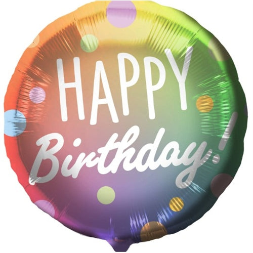 Mylar happy birthday tondo 18" con pois colorati