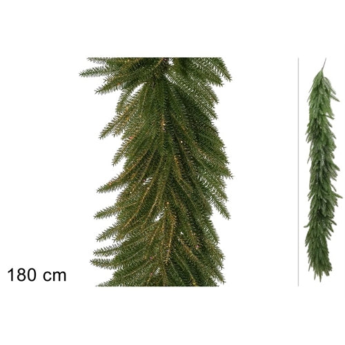 Ghirlanda natalizia di pino verde effetto naturale – 180 cm