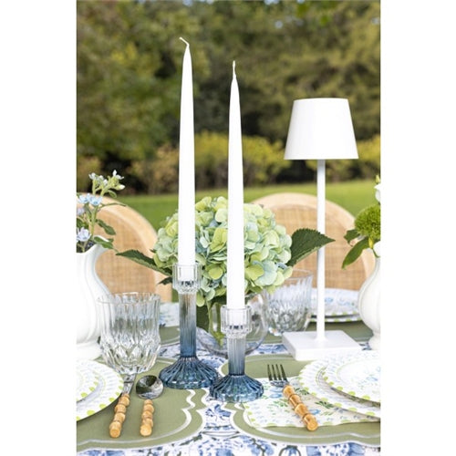 Candelabro in vetro rigato sfumato blu 16 cm
