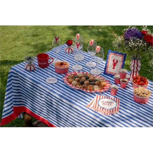 Piatti in carta a righe rosse – 6 pz