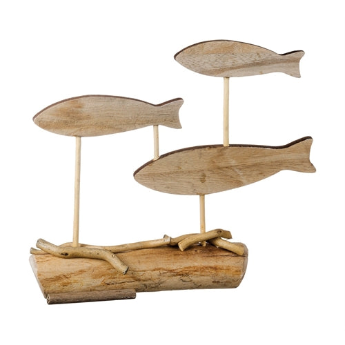 Decorazione legno pesci 32x5x h. 28 cm