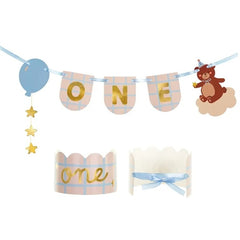 Striscione corona con orsacchiotto, 50x20,5 cm, mix
