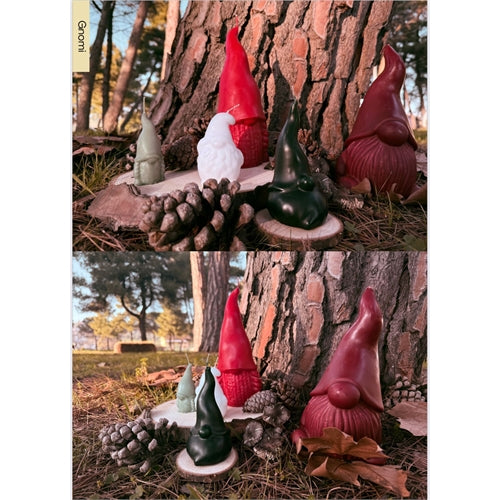 Candela gnomo diam. 55 mm g. 100 mm rosso/verde