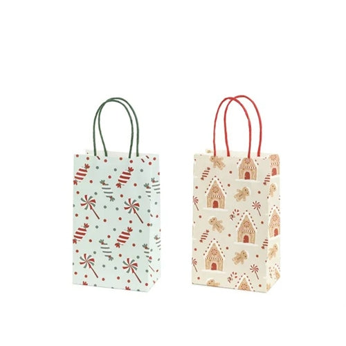 Sacchetti regalo per dolci e pan di zenzero, 13x21x8 cm, beige e azzurro