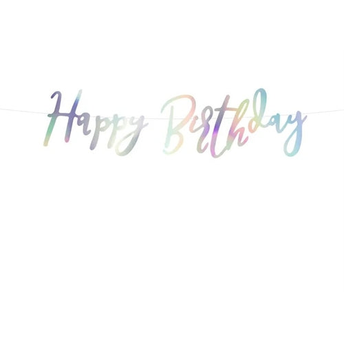 Festone buon compleanno,iridescente 16,5x62cm