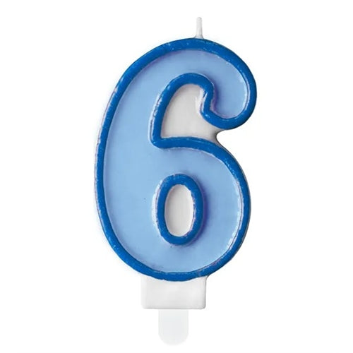 Candela di compleanno numero, blu, 7 cm