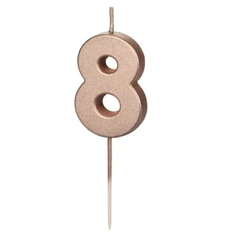 Candela di compleanno numero, oro rosa, 4,5 cm