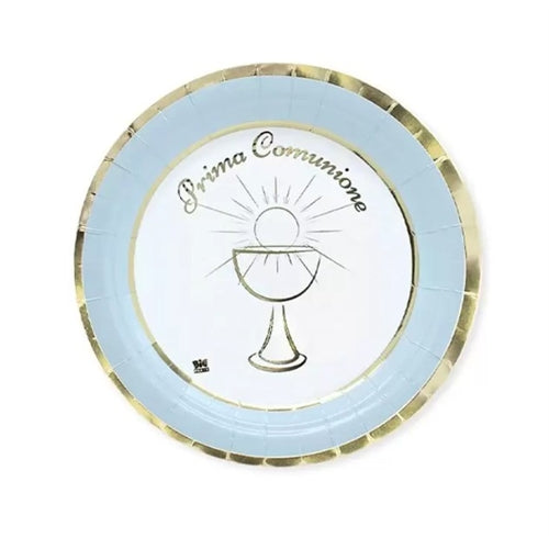 Piatti 18 cm 8 pz comunione chic celeste