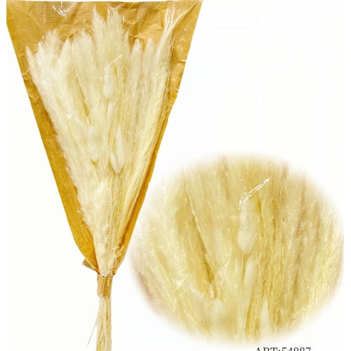 Bouquet di fiori secchi decorativi naturali h. 79 cm  – colore avorio