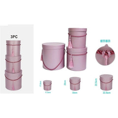 Scatola set 3 pz con manico in corda e nappa