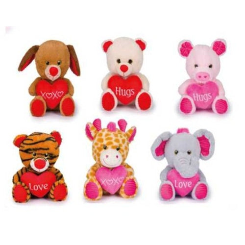 Animali assortiti con cuori e ricami h. 24 cm