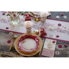 Piatti in carta bordeaux floral con bordo oro – 6 pz