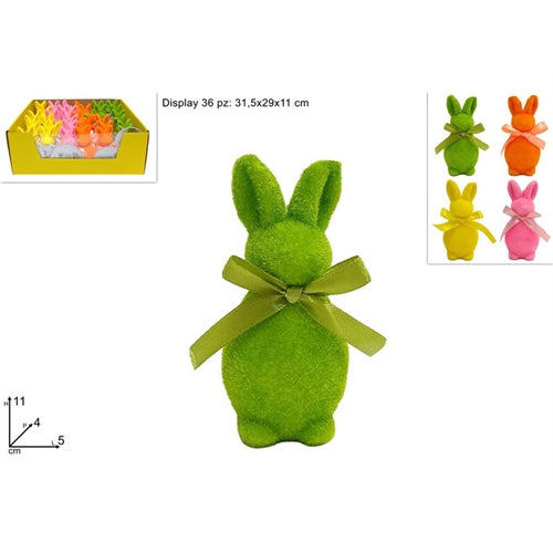 Coniglio floccato 10 cm con fiocco