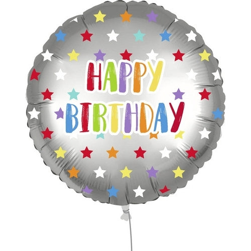 Mylar happy birthday 18" colorful e stelle