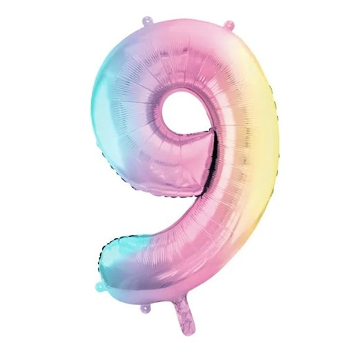 Palloncino in foil numero 86 cm, arcobaleno pastello