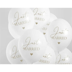 Palloncini da 30 cm, just married, bianco puro pastello (1 confezione / 6 pezzi)