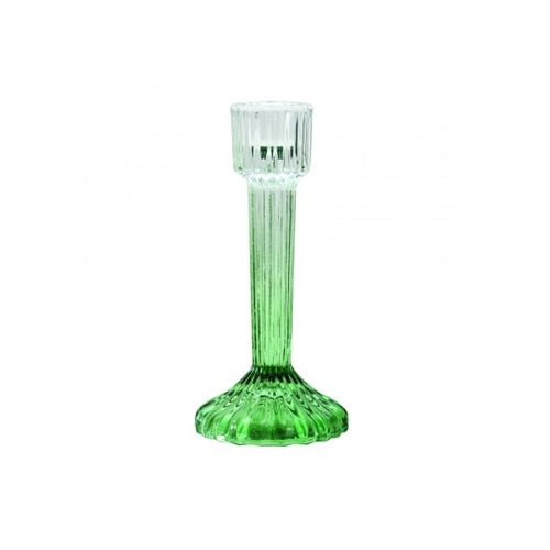 Candelabro in vetro rigato sfumato verde 16 cm