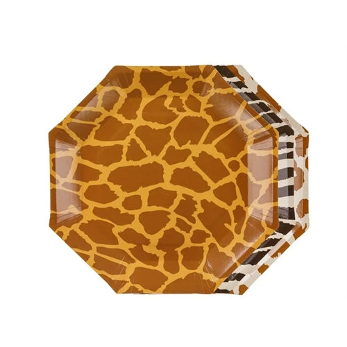 Piatti safari a pois, 23 cm, misti (1 confezione / 6 pezzi)