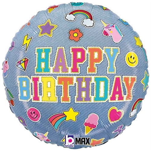 Palloncino in foil 18" happy birthday effetto jeans