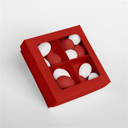 Scatolina quadrata rossa con finestra 9x9x2,7 cm