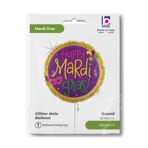 Palloncino carnevale happy mardi gras tondo 18"