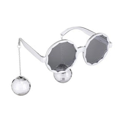 Occhiali party disco con sfere pendenti – argento