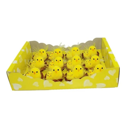 Cestini nido con pulcini con fiori set 6pz in box
