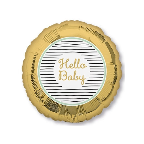 Palloncino 18" mylar hello baby "gold streap"