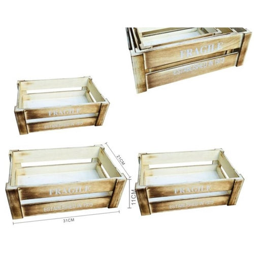 Set 3 pz cassette di legno