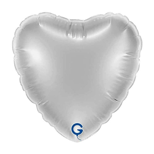 Palloncino in foil 9" cuore argento "silver"