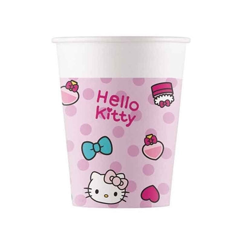 Bicchiere di carta 250ml con hello kitty "fashion stylist" 8pz