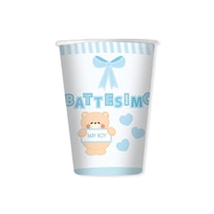 Bicchieri battesimo bimbo con orsetto 8 pz