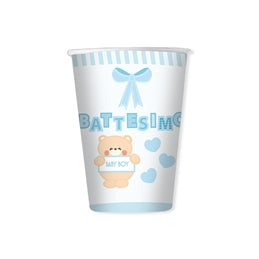 Bicchieri battesimo bimbo con orsetto 8 pz