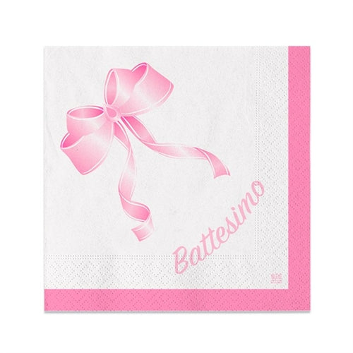 Tovaglioli battesimo 25 x25 cm 20 pz con fiocco