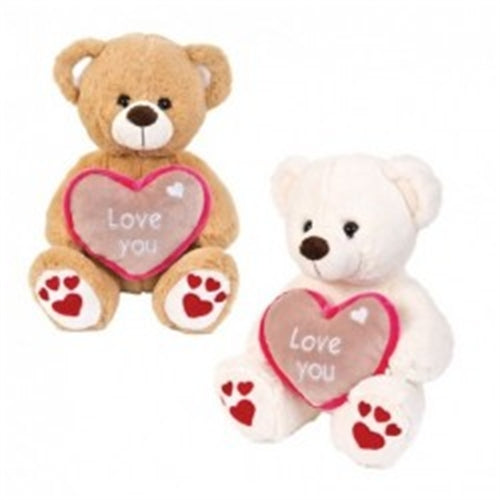 Orso cuore ricamo l. 30 cm