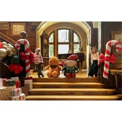 Palloncino in lamina a forma di bastoncino di zucchero con fiocco, 70x131,5 cm, beige e rosso
