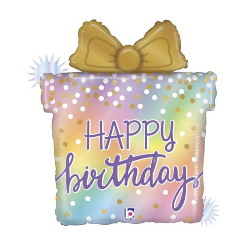 Mylar supershape pacco regalo hbd olografico 27"