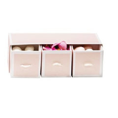 Scatolina bijoux cipria con 3 cassetti 15,8 x 5,5 x 5