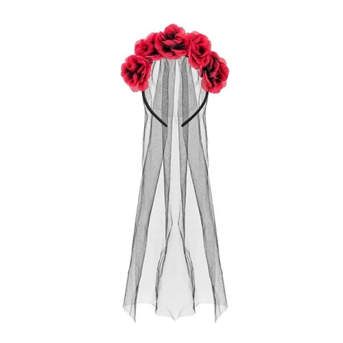 Cerchietto con velo e rose, mix