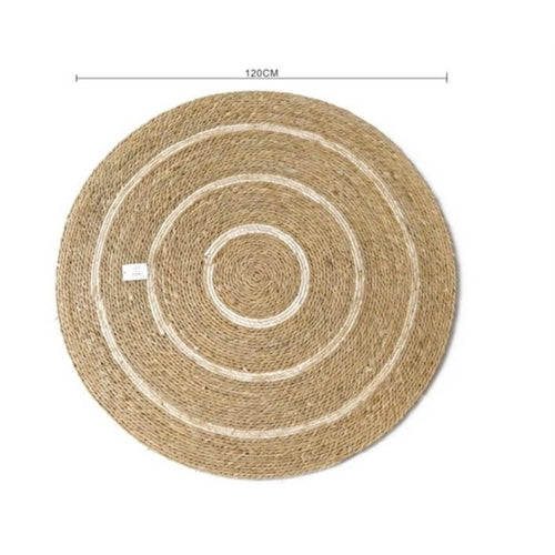 Tappeto rotondo in paglia intrecciata maxi diam. 120 cm