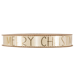 Nastro natalizio merry christmas con scritta oro – 15 mm × 15 m
