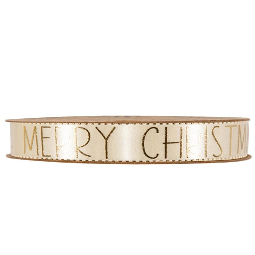 Nastro natalizio merry christmas con scritta oro – 15 mm × 15 m