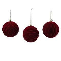 Palline di natale rosso bordeaux in velluto – ø 10 cm – fantasie assortite