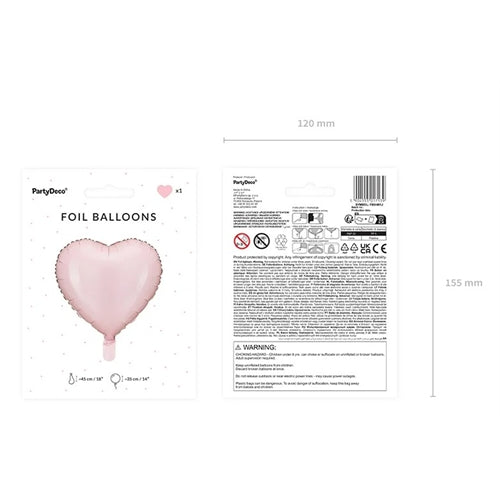 Palloncino a forma di cuore in lamina metallica, 45 cm, rosa chiaro