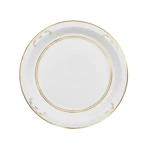 Piatti di carta con decorazioni, bianchi, 23 cm (1 confezione / 6 pezzi)