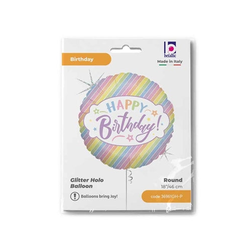 Palloncino in foil 18" happy birthday "pastel birthday"